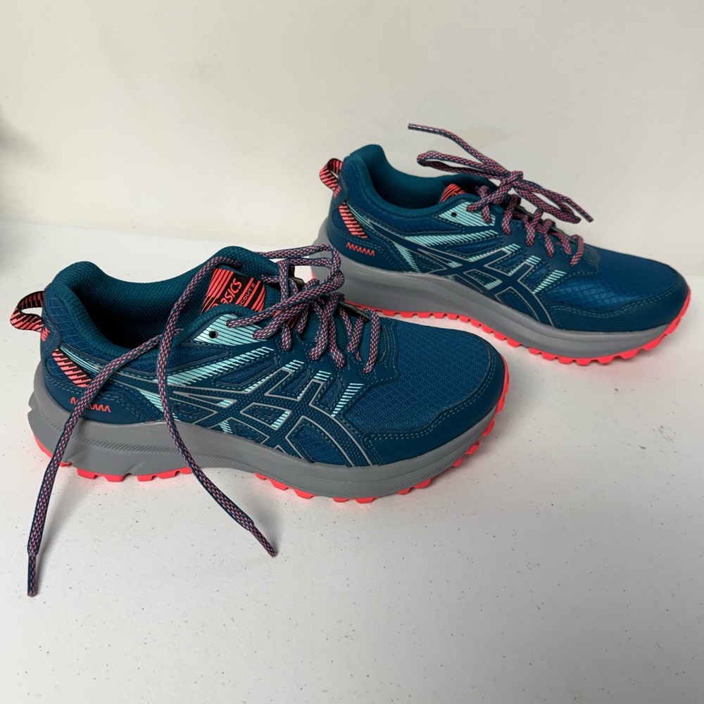 Asics Blue and Pink Athletic Shoes